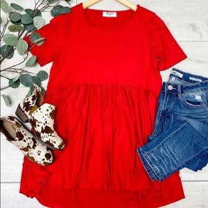Red babydoll top size large